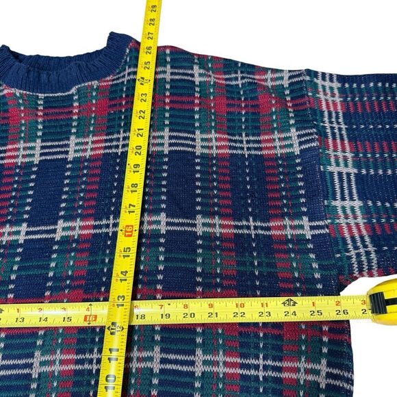 Vtg Pendleton Sweater Men's Cotton XL Plaid Blue Preppy Classic Eclecticgrandpa - Picture 6 of 7